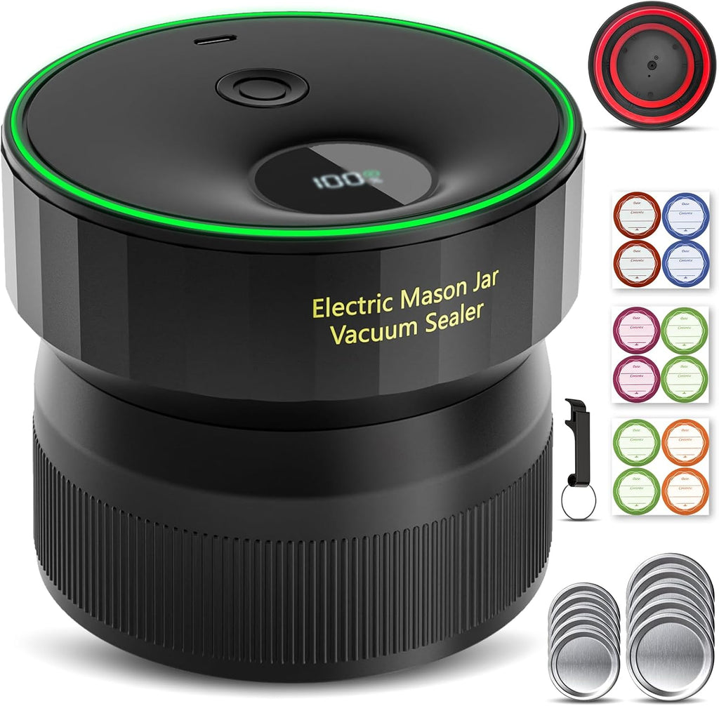 Ipegtop VP09 Electric Mason Jar Vacuum Sealer — Automatic Kit for Wide & Regular Mouth Jars