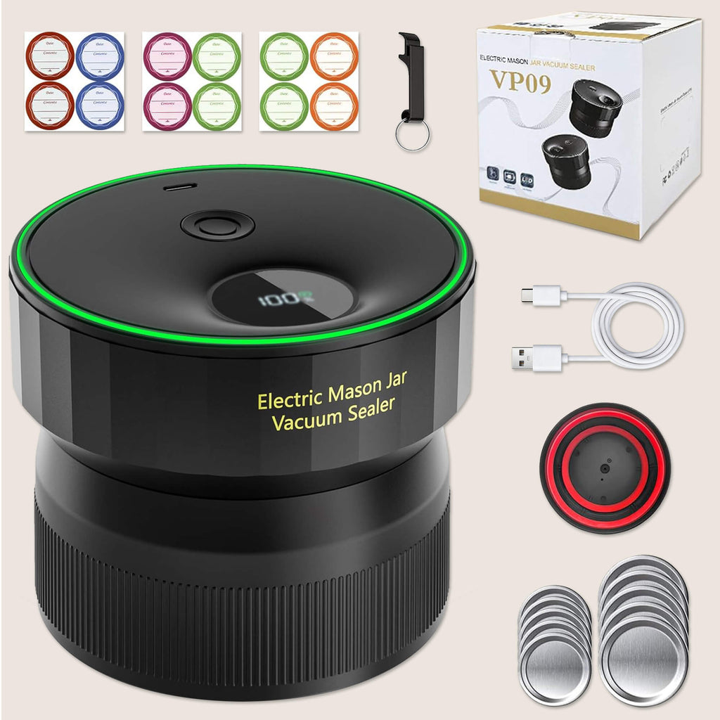 Ipegtop VP09 Electric Mason Jar Vacuum Sealer — Automatic Kit for Wide & Regular Mouth Jars